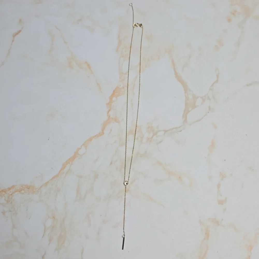 14k Gold Necklace Pilar Drop Pendant  New 16-18 Inch